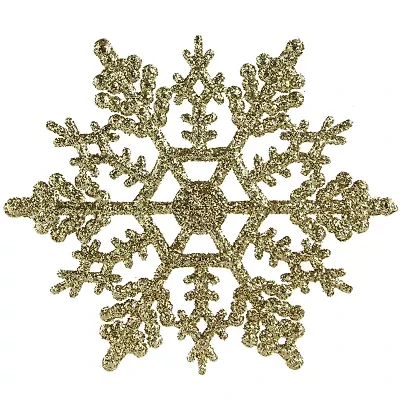 24ct Gold Glitter Snowflake Christmas Ornaments 4"