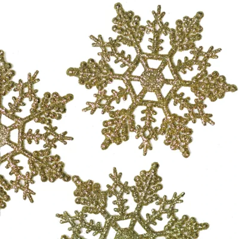 24ct Gold Glitter Snowflake Christmas Ornaments 4"