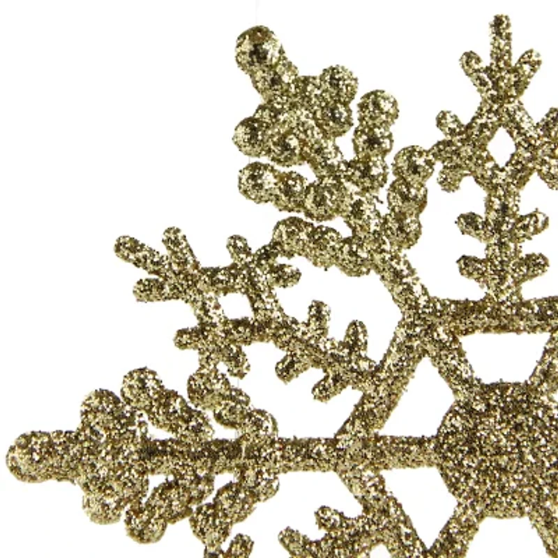 24ct Gold Glitter Snowflake Christmas Ornaments 4"
