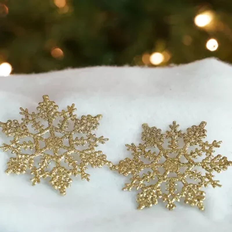 24ct Gold Glitter Snowflake Christmas Ornaments 4"