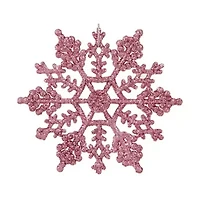 24ct Pink Glitter Snowflake Christmas Ornaments 4"