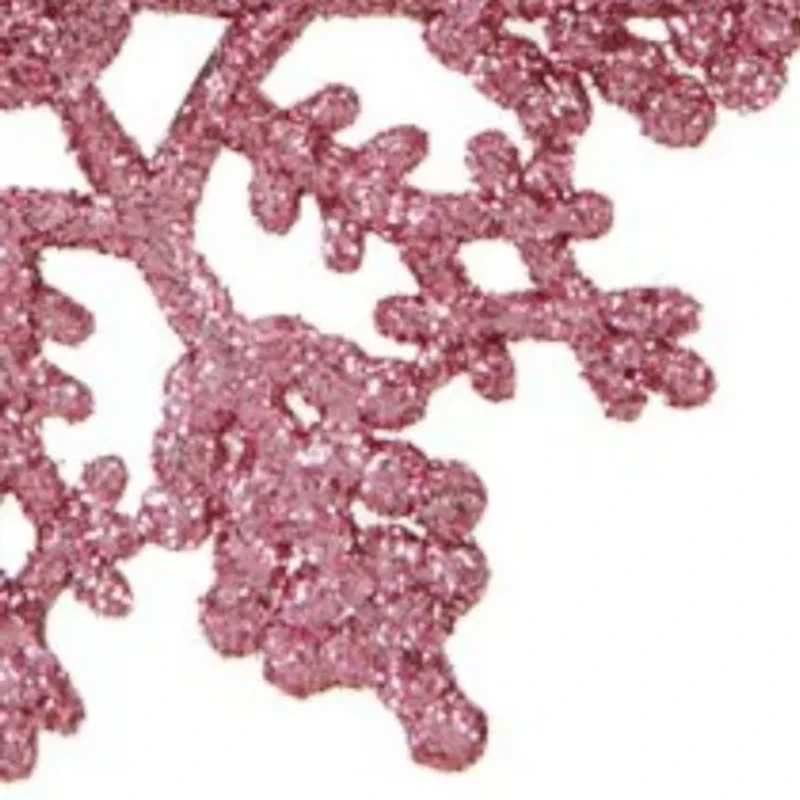 24ct Pink Glitter Snowflake Christmas Ornaments 4"