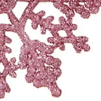 24ct Pink Glitter Snowflake Christmas Ornaments 4"