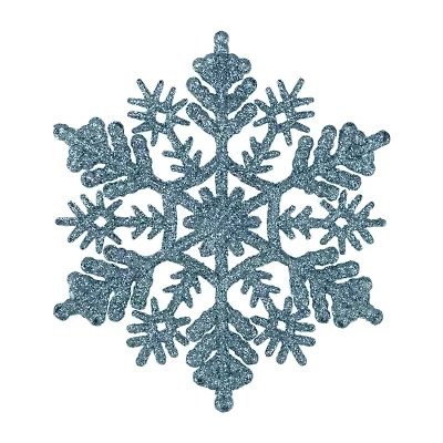 24ct Turquoise Blue Glitter Snowflake Christmas Ornaments 4"
