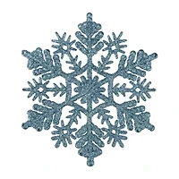 24ct Turquoise Blue Glitter Snowflake Christmas Ornaments 4"