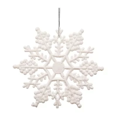 24ct White Glitter Snowflake Christmas Ornaments 4"