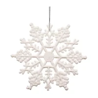 24ct White Glitter Snowflake Christmas Ornaments 4"
