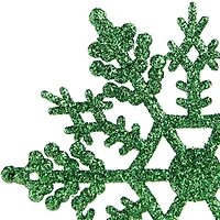 24ct Christmas Green Glitter Snowflake Ornaments 4"
