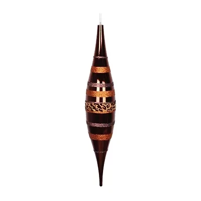 22'' Brown and Gold Cheetah Print Striped Shatterproof Christmas Drop Ornament