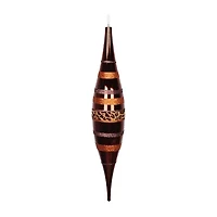22'' Brown and Gold Cheetah Print Striped Shatterproof Christmas Drop Ornament