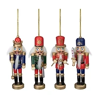 Set of 4 Red and Green Christmas Nutcracker Ornaments - 5"