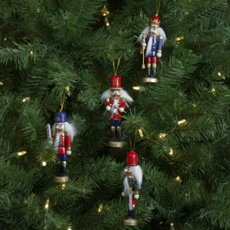 Set of 4 Red and Green Christmas Nutcracker Ornaments - 5"