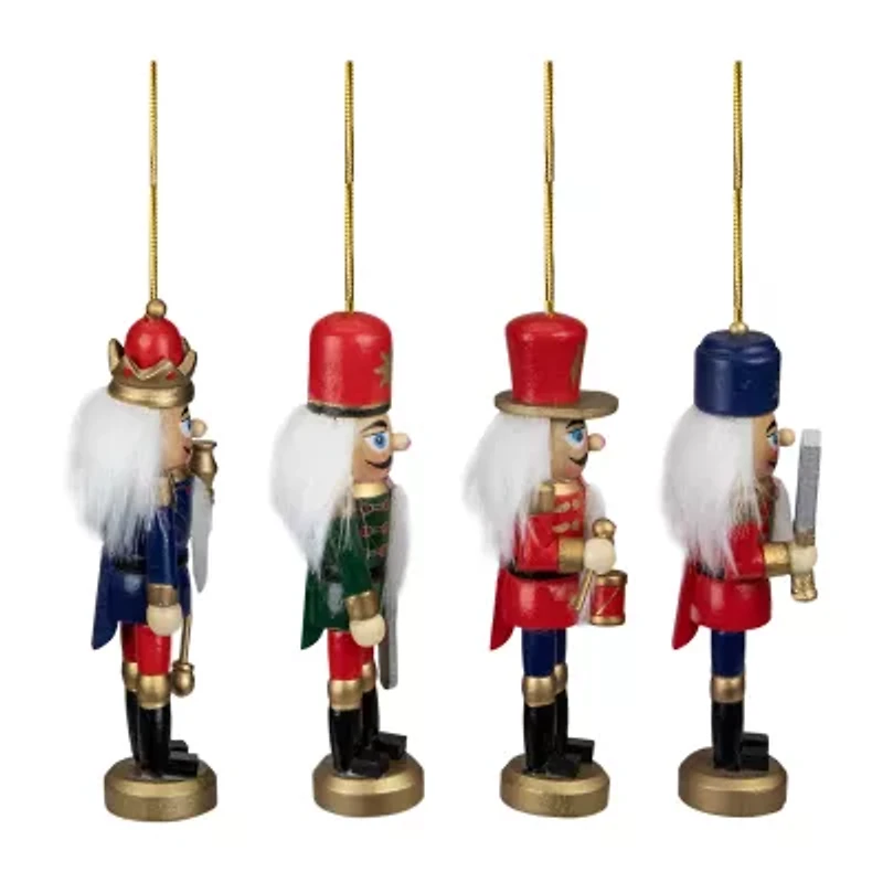 Set of 4 Red and Green Christmas Nutcracker Ornaments - 5"
