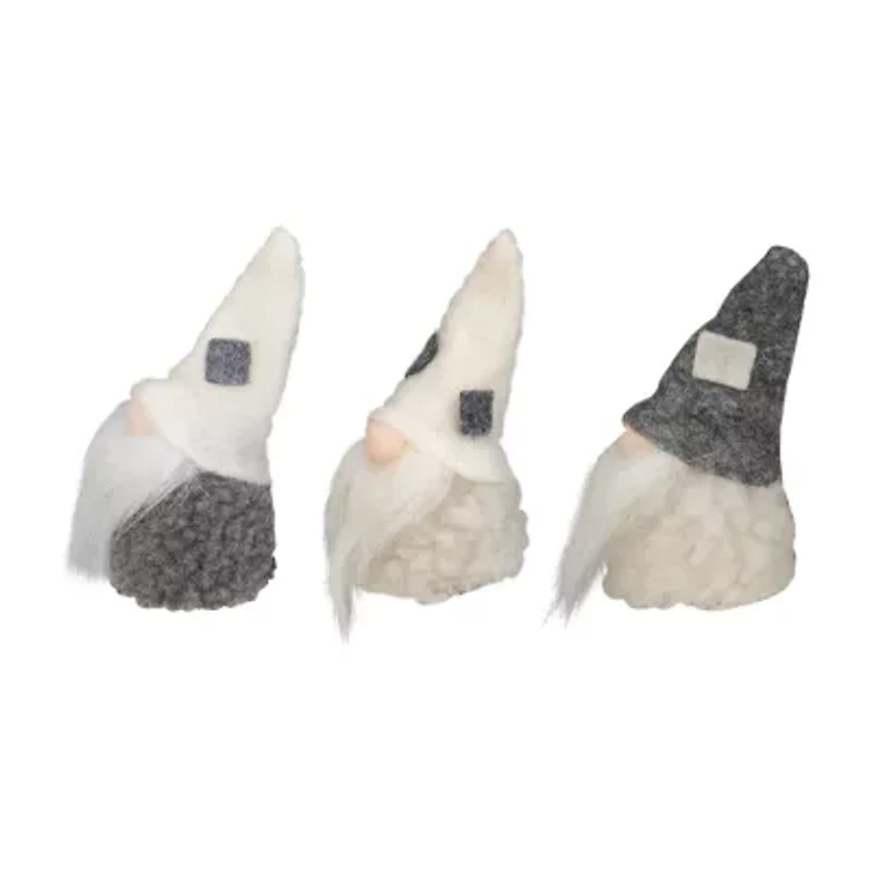 Set of 3 Gray and Cream Christmas Gnomes 3.75"