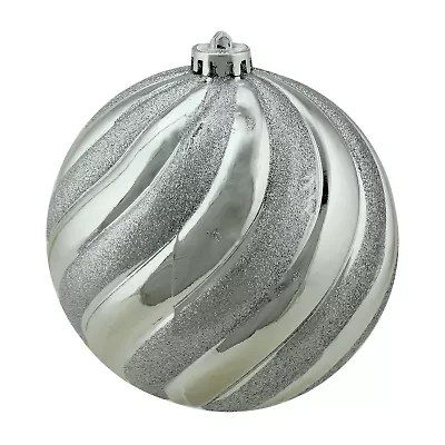 Silver Swirl Shatterproof 2-Finish Christmas Ball Ornament 5.5'' (140mm)