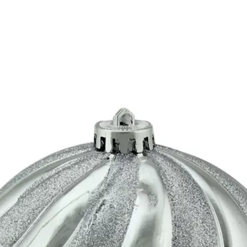 Silver Swirl Shatterproof 2-Finish Christmas Ball Ornament 5.5'' (140mm)