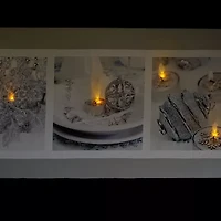 LED Lighted Shimmering Silver Splendor Christmas Canvas Wall Art 11.75" x 27.5"