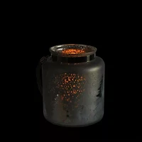 9.5'' Gray and Silver Tree Silhouette Mercury Glass Christmas Pillar Candle Holder