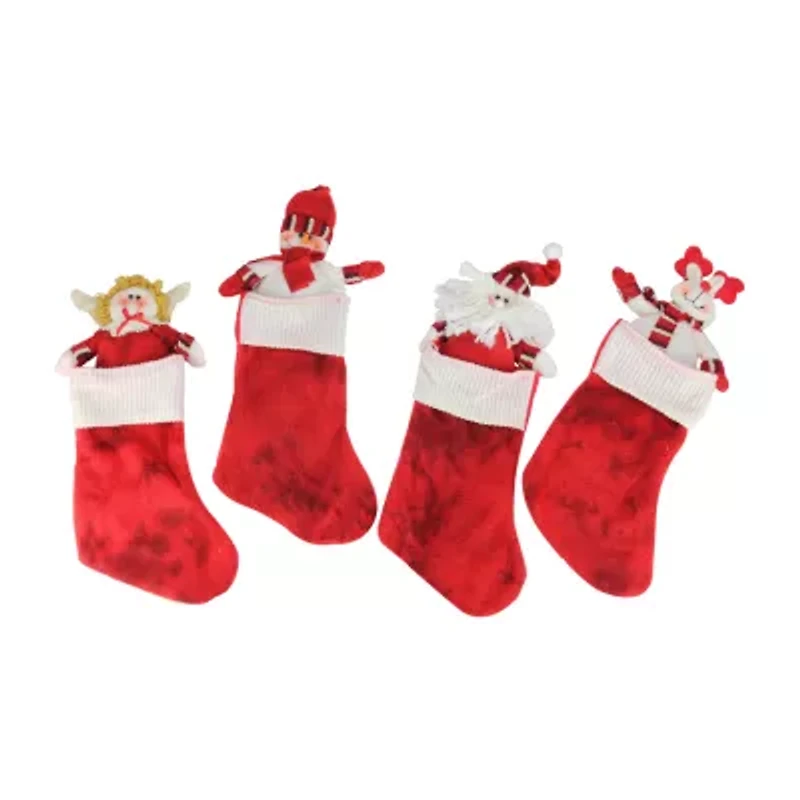 Pack of 10 Red Christmas Stocking and Gift Bag Set 14.5"