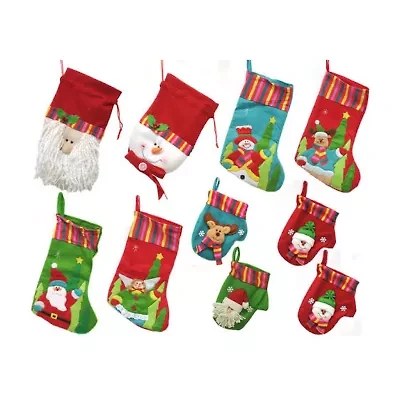 10-Piece Winter Wonderland Christmas Stocking and Novelty Gift Bag Set 14"