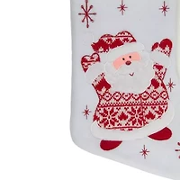 19'' Red and White ''Let It Snow'' Santa Claus Embroidered Christmas Stocking