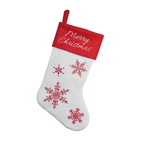 15.25'' Red and White Snowflake Embroidered Christmas Stocking