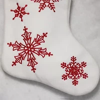 15.25'' Red and White Snowflake Embroidered Christmas Stocking