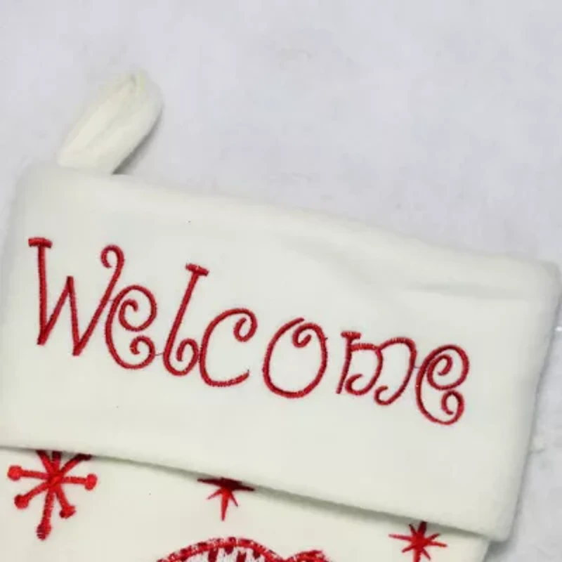 15.75'' Red and White Welcome Snowman Embroidered Christmas Stocking