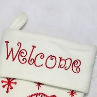 15.75'' Red and White Welcome Snowman Embroidered Christmas Stocking
