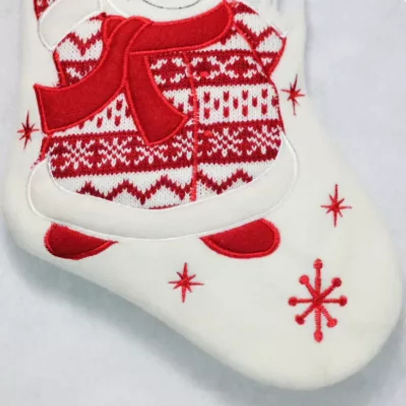 15.75'' Red and White Welcome Snowman Embroidered Christmas Stocking