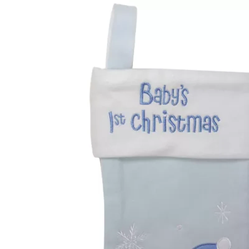 19'' and White Baby's 1st Christmas Embroidered Teddy Bear Christmas Stocking