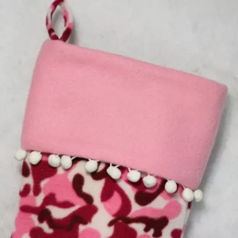 15.75'' Pink and Brown Camouflage Christmas Stocking with Cuff