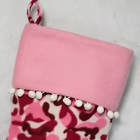 15.75'' Pink and Brown Camouflage Christmas Stocking with Cuff