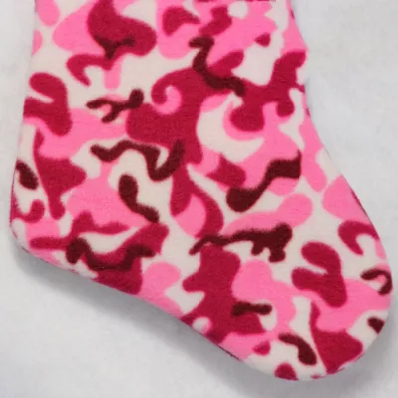 15.75'' Pink and Brown Camouflage Christmas Stocking with Cuff