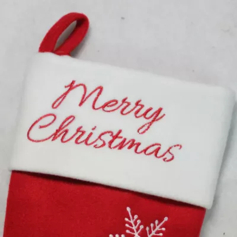 16'' Red and White Merry Christmas Snowflake Embroidered Christmas Stocking