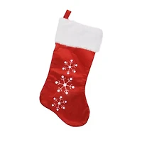 19'' Red and White Snowflake Embroidered Christmas Stocking