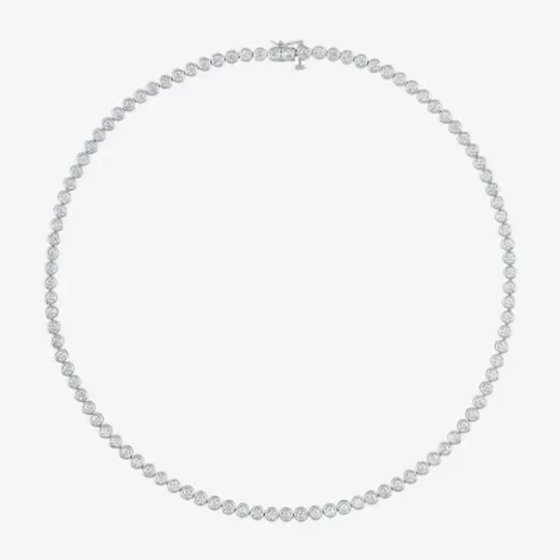 (G-H / Si2-I1) Womens Diamond 14K White Gold 17 Inch Tennis Necklace