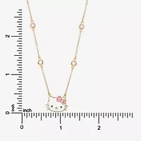 Girls Pink Cubic Zirconia 18K Gold Over Silver 15 Inch Pendant Necklace
