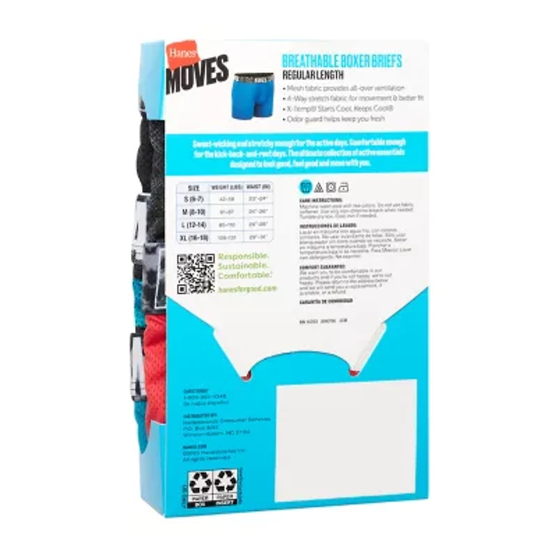 Hanes Moves Little & Big Kid Boys 5 Pack Boxer Briefs Bux88f