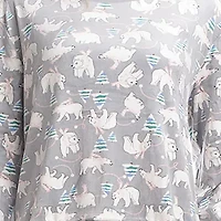 Muk Luks Womens Velour Crew Neck Long Sleeve 2-pc. Pajama Sets