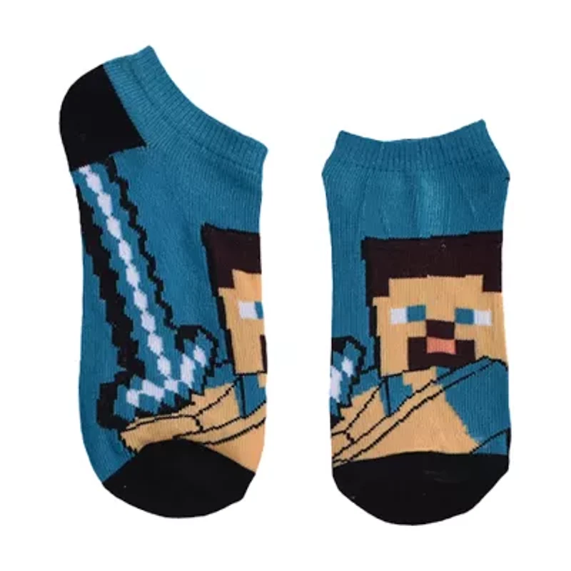 Little & Big Kid Boys Multi-Pack 6 Pair Minecraft No Show Socks