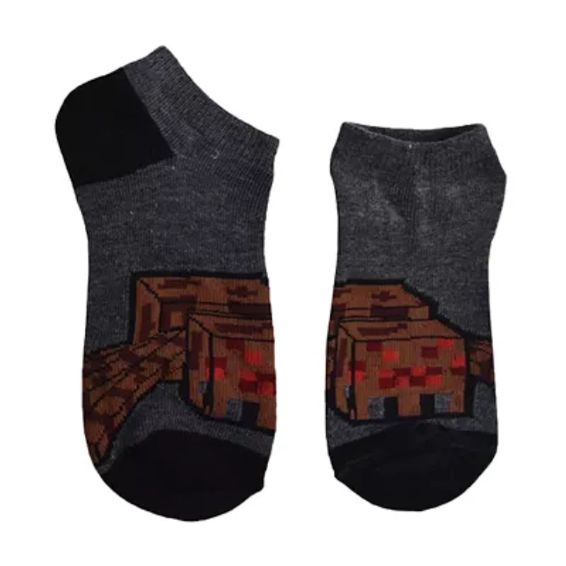Little & Big Kid Boys Multi-Pack 6 Pair Minecraft No Show Socks