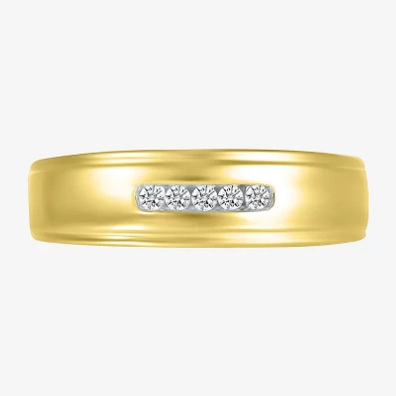Mens 4.5MM 1/10 CT. T.W. Natural White Diamond 14K Gold Wedding Band
