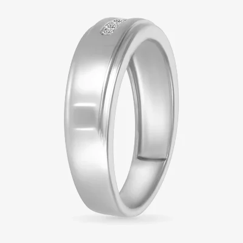 Mens 4.5MM 1/10 CT. T.W. Natural White Diamond 14K Gold Wedding Band