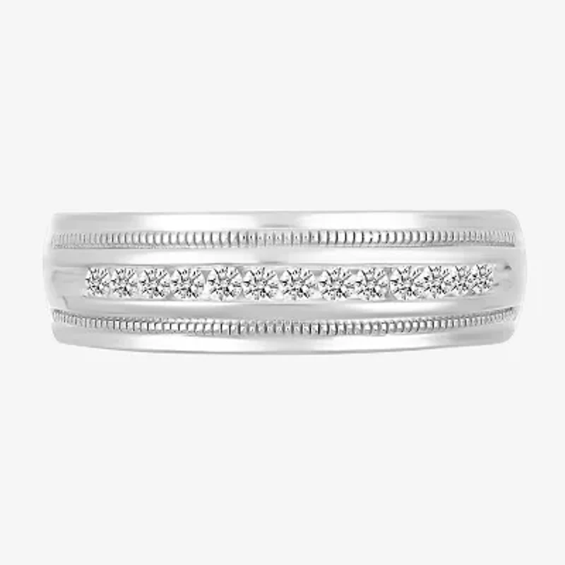 Mens 2.5MM 1/ CT. T.W. Natural White Diamond 14K Gold Wedding Band