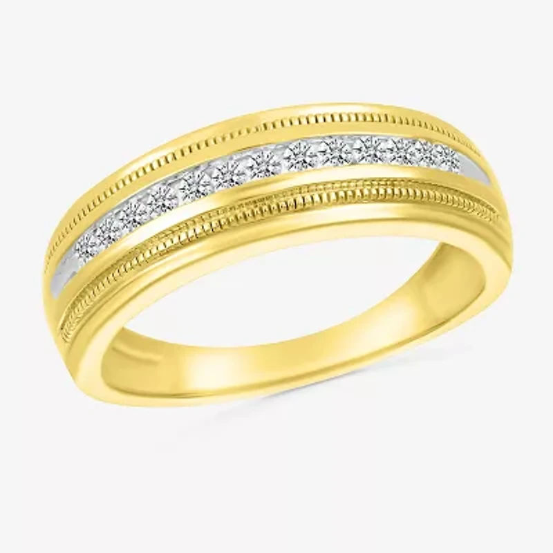 Mens 2.5MM 1/ CT. T.W. Natural White Diamond 14K Gold Wedding Band