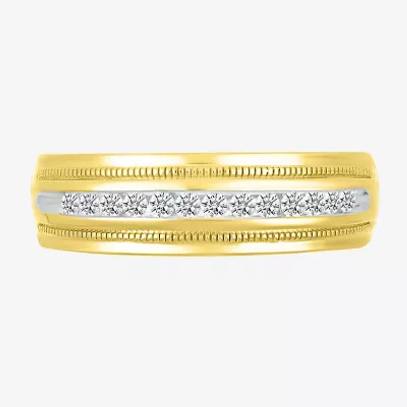 Mens 2.5MM 1/ CT. T.W. Natural White Diamond 14K Gold Wedding Band