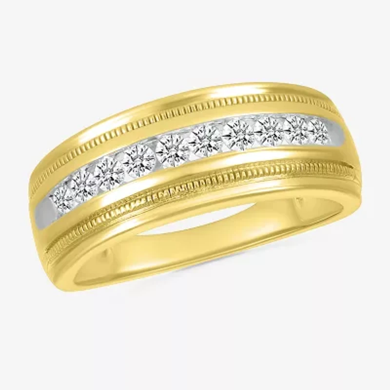 Mens 2.5MM 1/ CT. T.W. Natural White Diamond 14K Gold Wedding Band