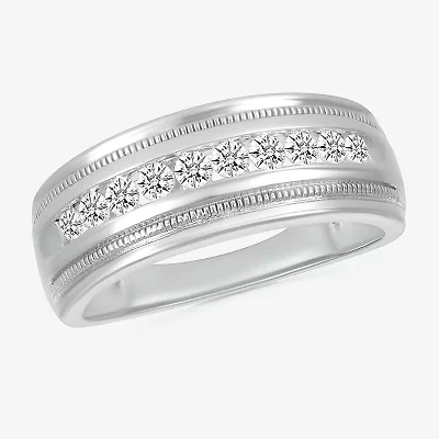 Mens 2.5MM 1/2 CT. T.W. Natural White Diamond 14K Gold Wedding Band