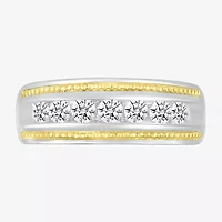 Mens 2.5MM 1 CT. T.W. Natural White Diamond 14K Two Tone Gold Wedding Band